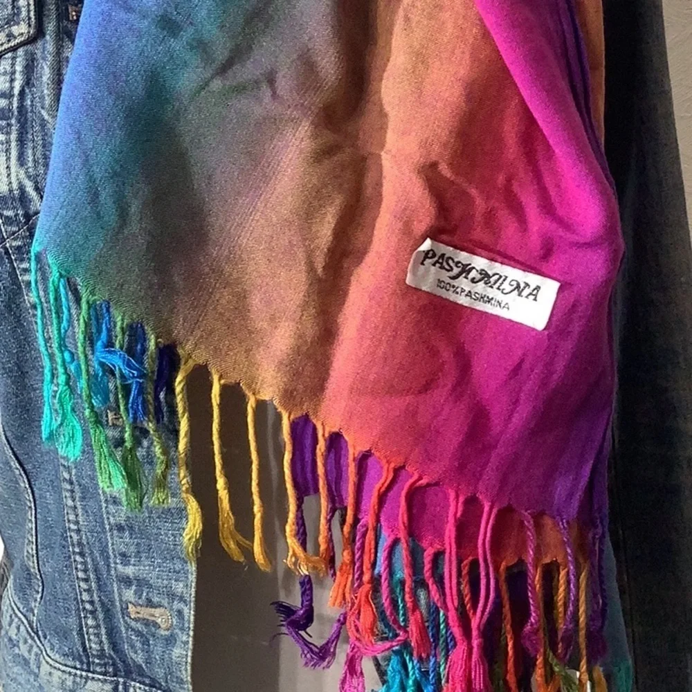 Pashmina - Multicolor long & wide Scarf - great color spectrum